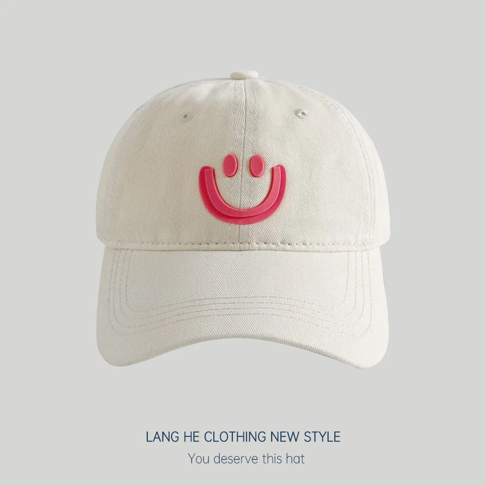 New smiling face parent-child baseball cap women's washable soft top soft top style casual all-match small head peaked cap sunshade