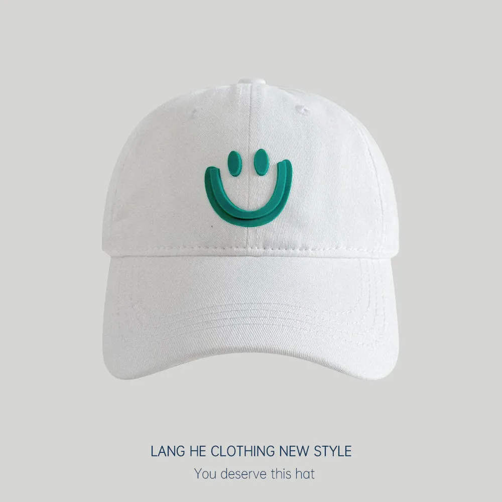 New smiling face parent-child baseball cap women's washable soft top soft top style casual all-match small head peaked cap sunshade