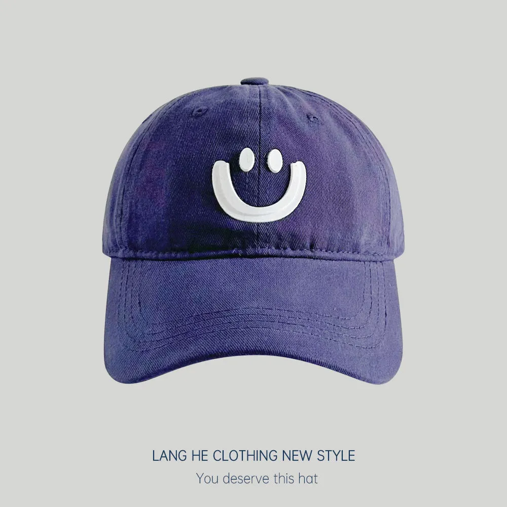 New smiling face parent-child baseball cap women's washable soft top soft top style casual all-match small head peaked cap sunshade