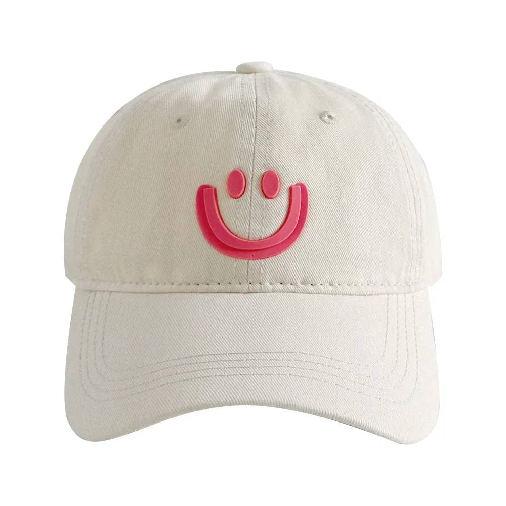 New smiling face parent-child baseball cap women's washable soft top soft top style casual all-match small head peaked cap sunshade