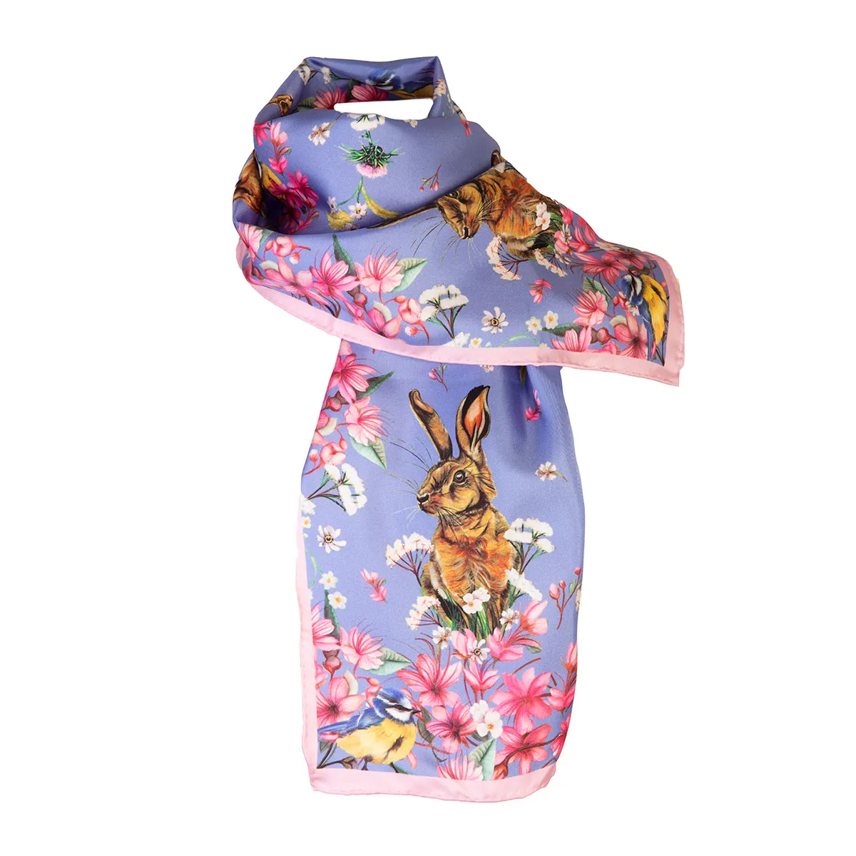 Oopsie Daisy Periwinkle Narrow Silk Scarf