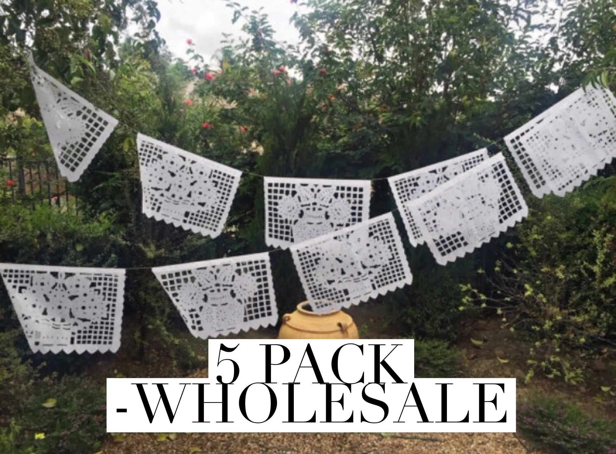 Papel Picado Banners white, 5 pack Large WHOLESALE