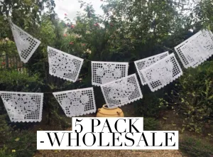 Papel Picado Banners white, 5 pack Large WHOLESALE