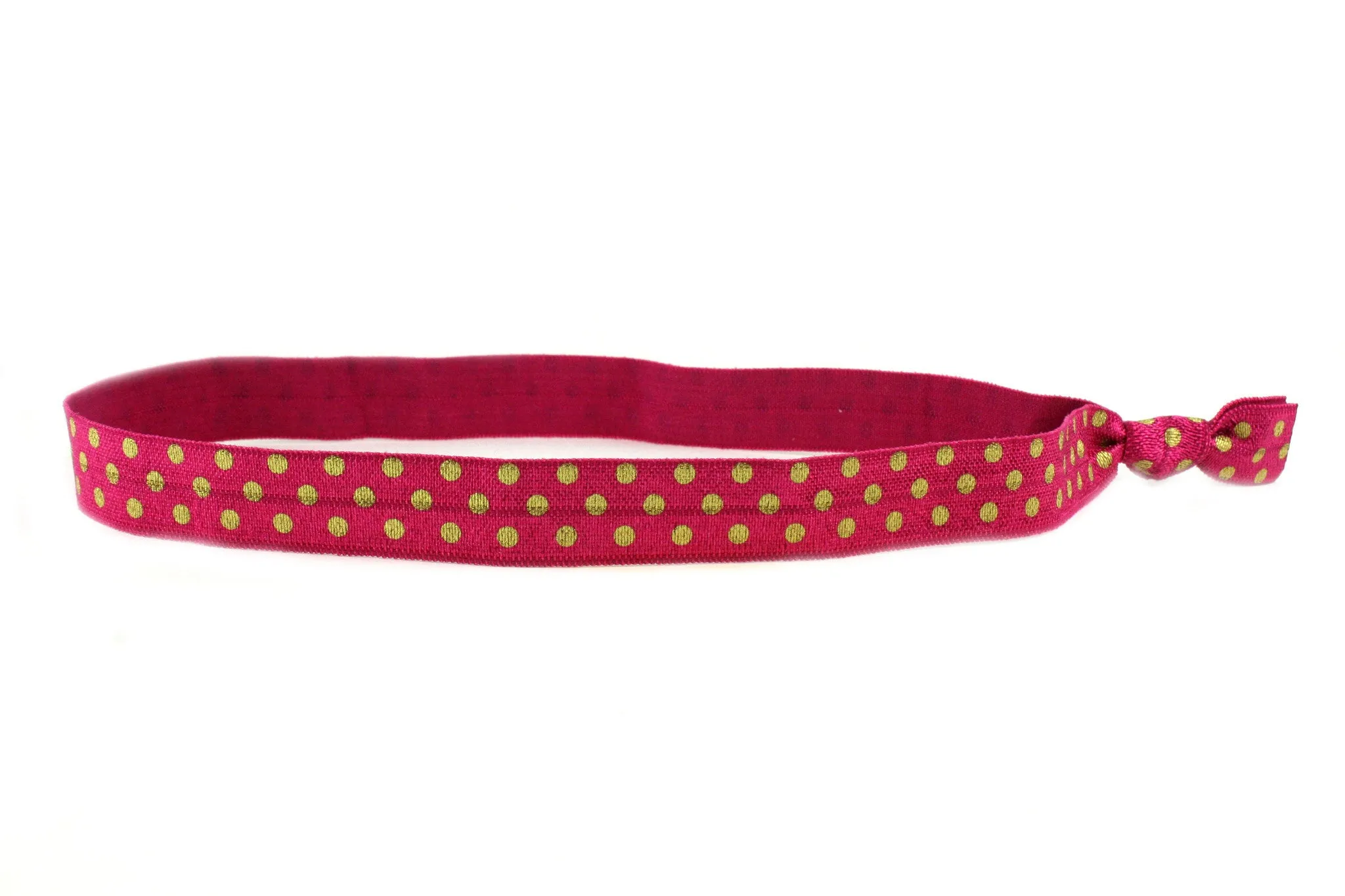 Polka Dots Maroon Gold Elastic Headband (SKU 6012 HB)