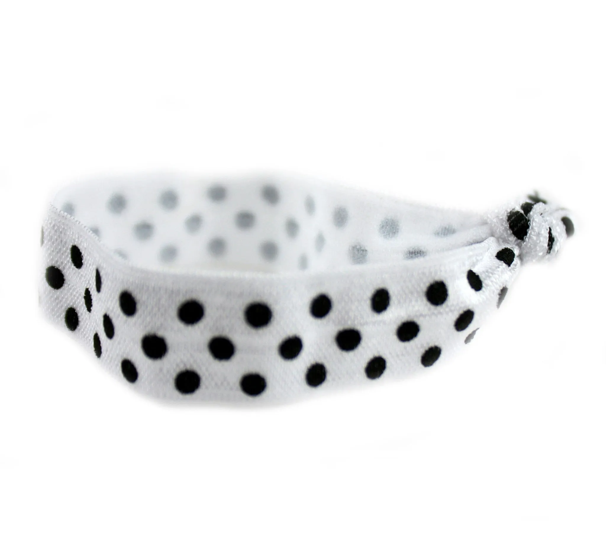 Polka Dots White Black Hair Tie (SKU 6011)