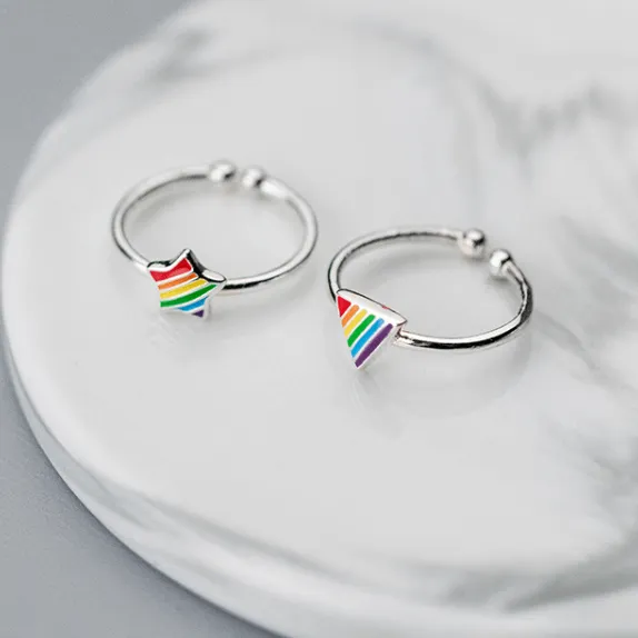 Pride Triangle and Star Rings (Adjustable Rings)