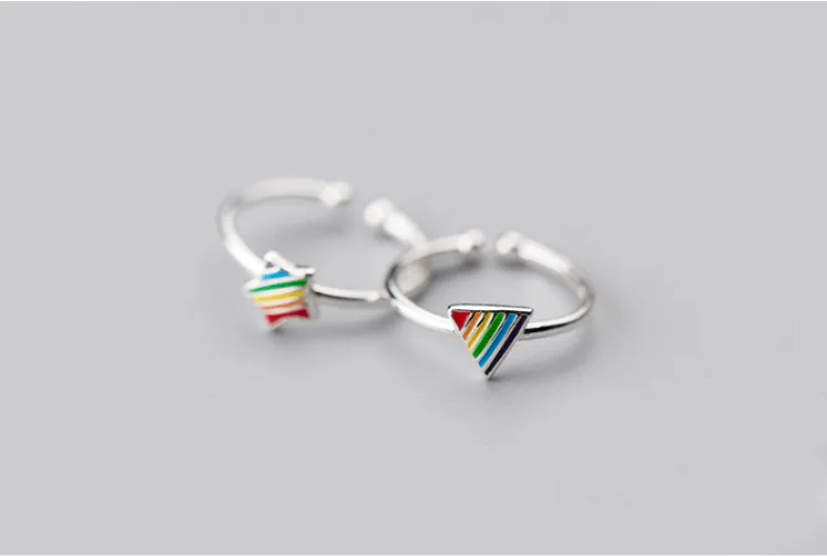 Pride Triangle and Star Rings (Adjustable Rings)