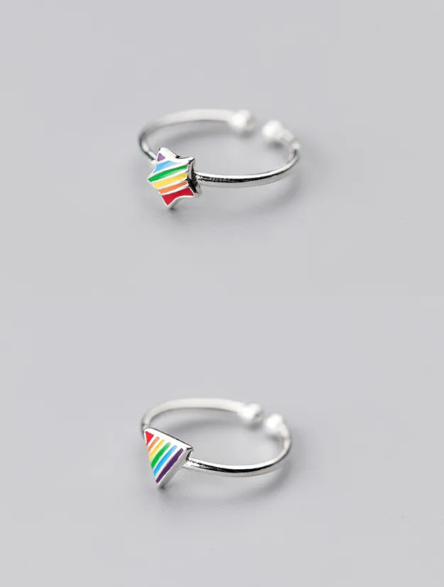 Pride Triangle and Star Rings (Adjustable Rings)