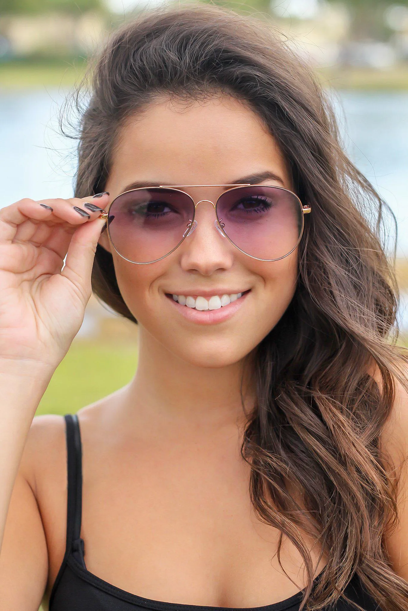 Purple Aviators with Gold Frame