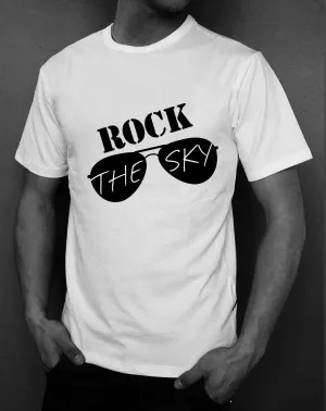 Rock the Sky Black & White Monochrome Colorway American Apparel Aviator T-Shirt