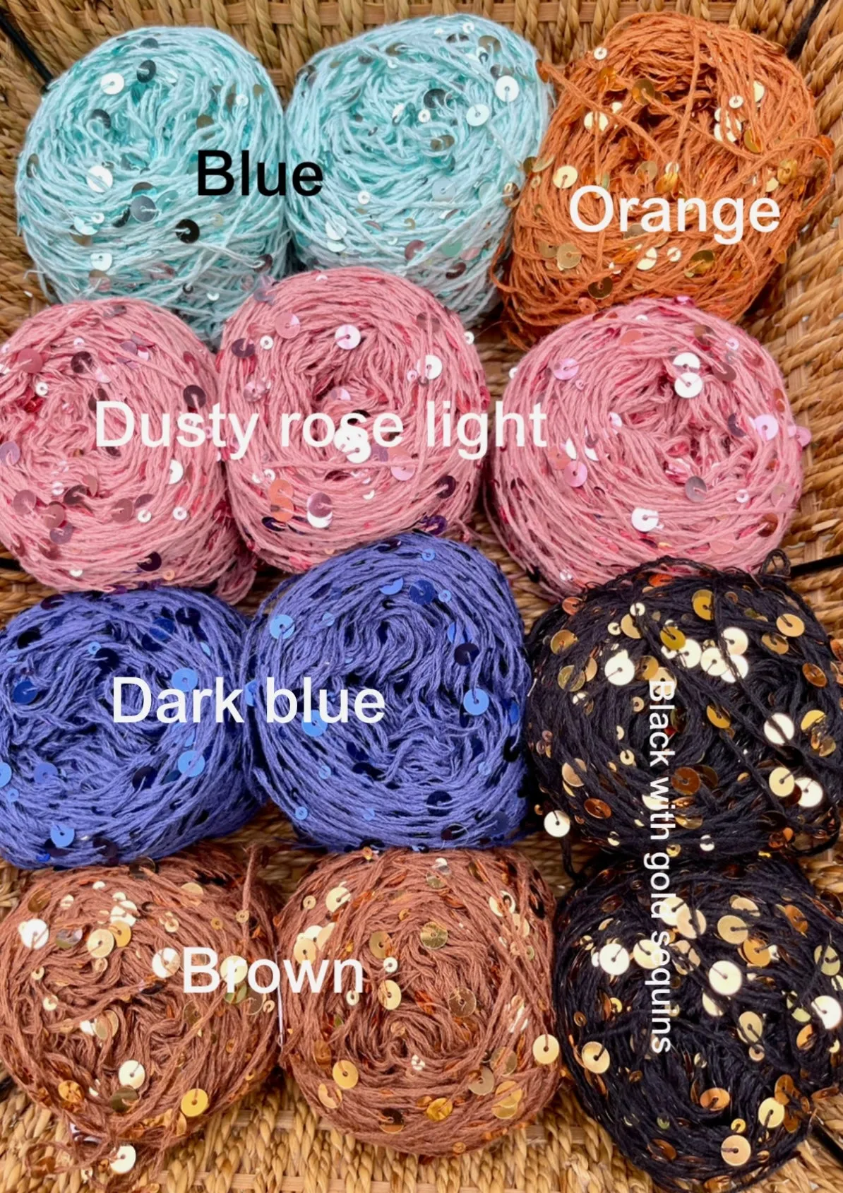 Royal Double Sequins Cotton Yarn for Nuno Felting, Knitting, 6mm & 3mm Sequins