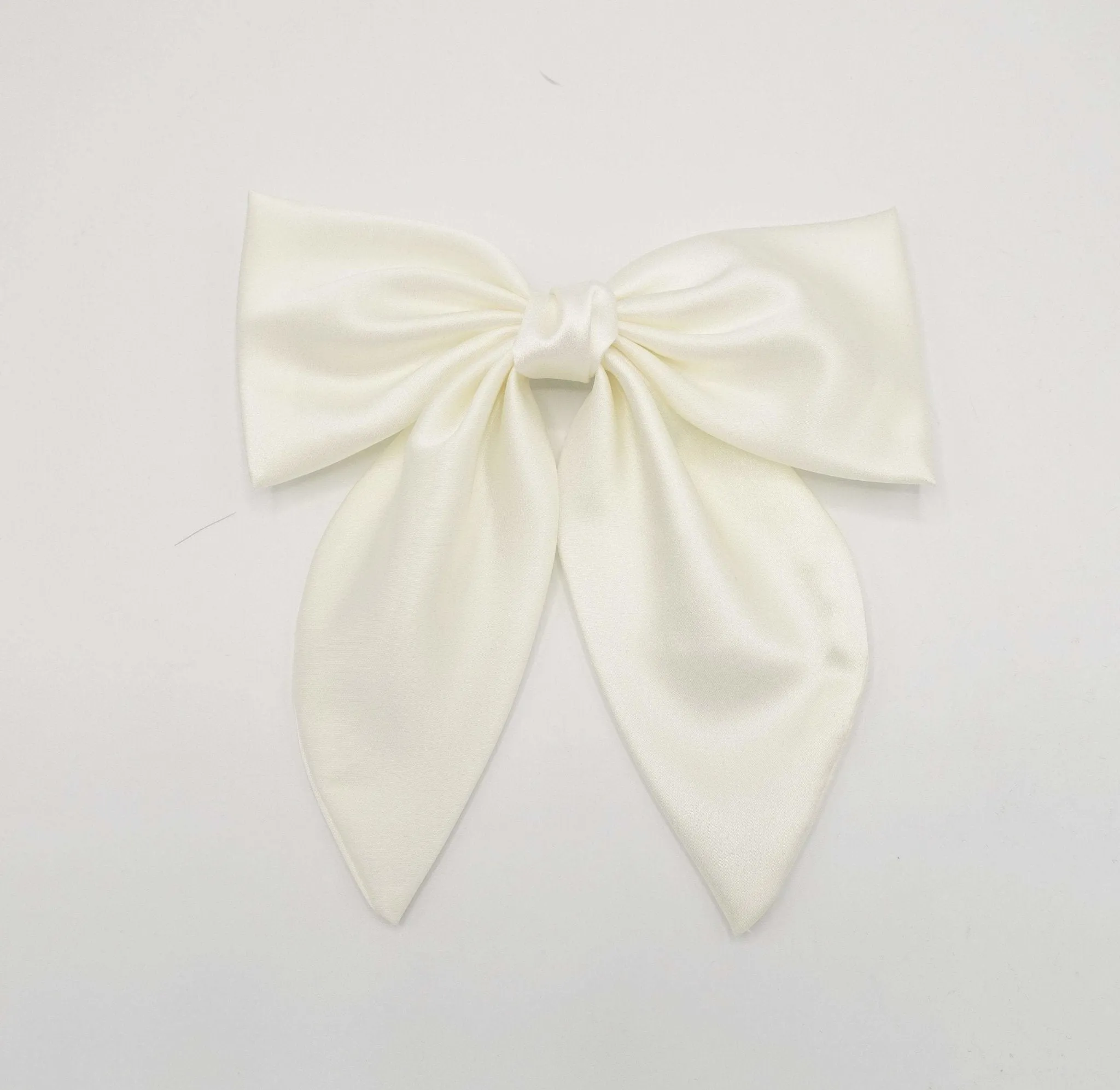 satin hair bow regular size pointed tail glossy hair accessory for women