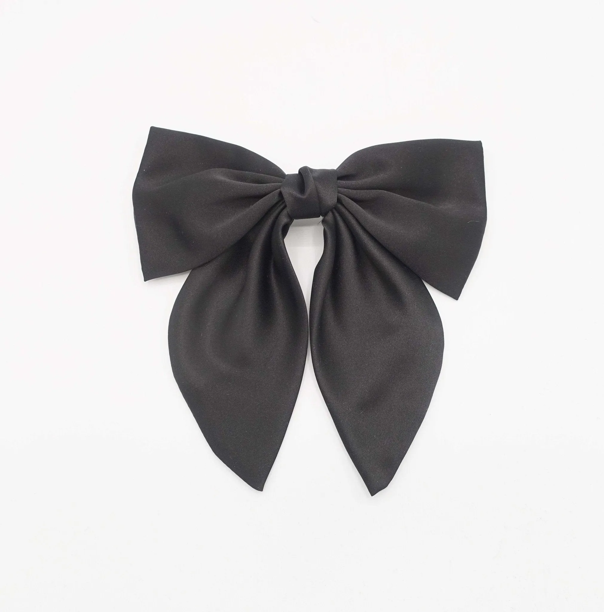 satin hair bow regular size pointed tail glossy hair accessory for women