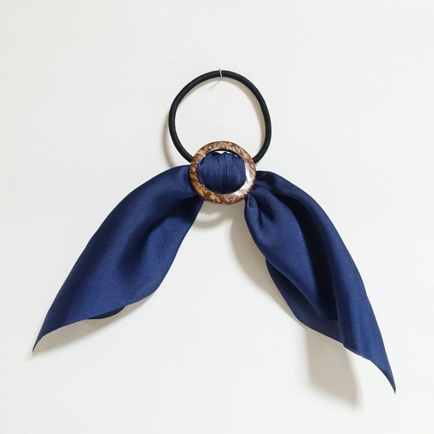 satin wing bow hair tie Wood Buckle Decorated Satin Wing Bow Hair Elastics Ponytail Holder Women Hair Accessories  Hair Ties