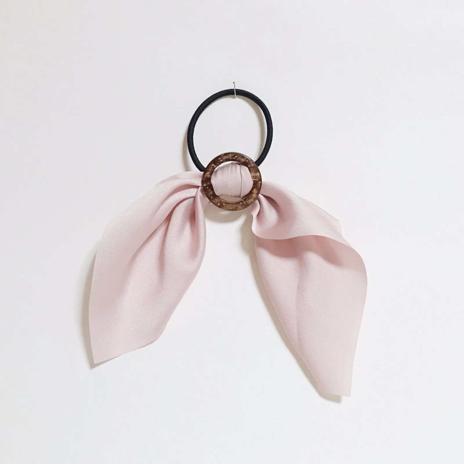 satin wing bow hair tie Wood Buckle Decorated Satin Wing Bow Hair Elastics Ponytail Holder Women Hair Accessories  Hair Ties