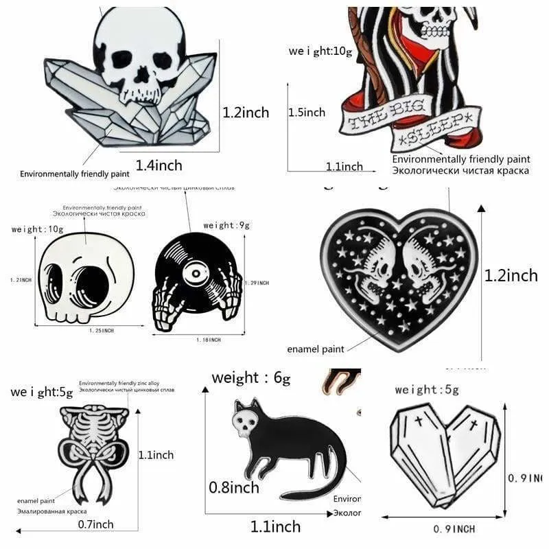 Skeleton Pin Brooches