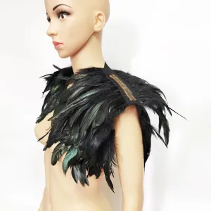 Victorian Cosplay Goth Feather Body Harness - Black (Style 13)