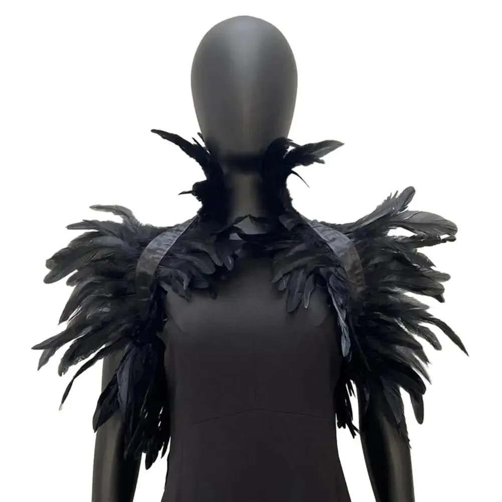 Victorian Cosplay Goth Feather Body Harness - Black (Style 2)