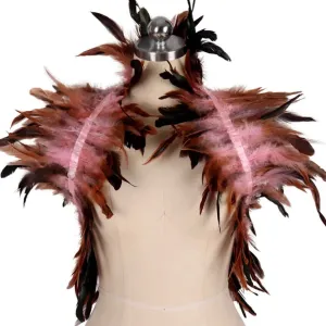 Victorian Cosplay Goth Feather Body Harness - Natural Pink (Style 2)