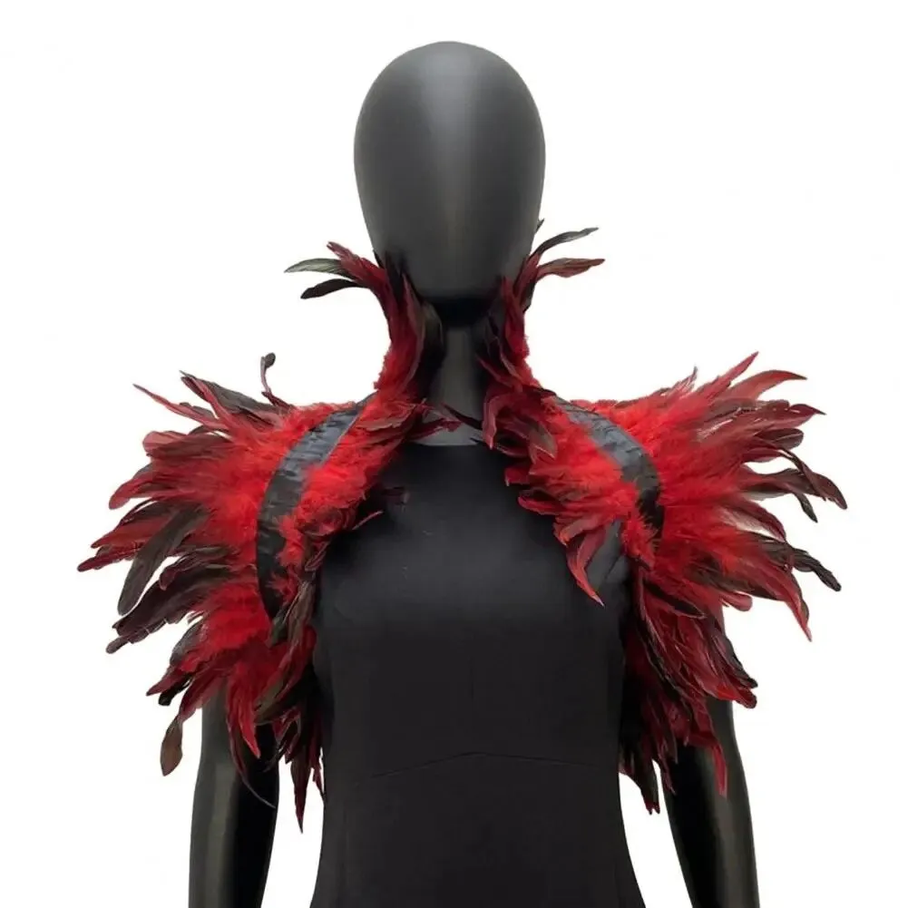 Victorian Cosplay Goth Feather Body Harness - Red (Style 2)