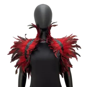 Victorian Cosplay Goth Feather Body Harness - Red (Style 2)