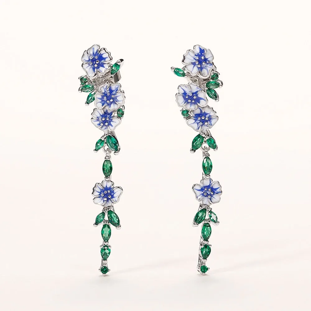 Vintage Blue Blossom Dangle Earrings