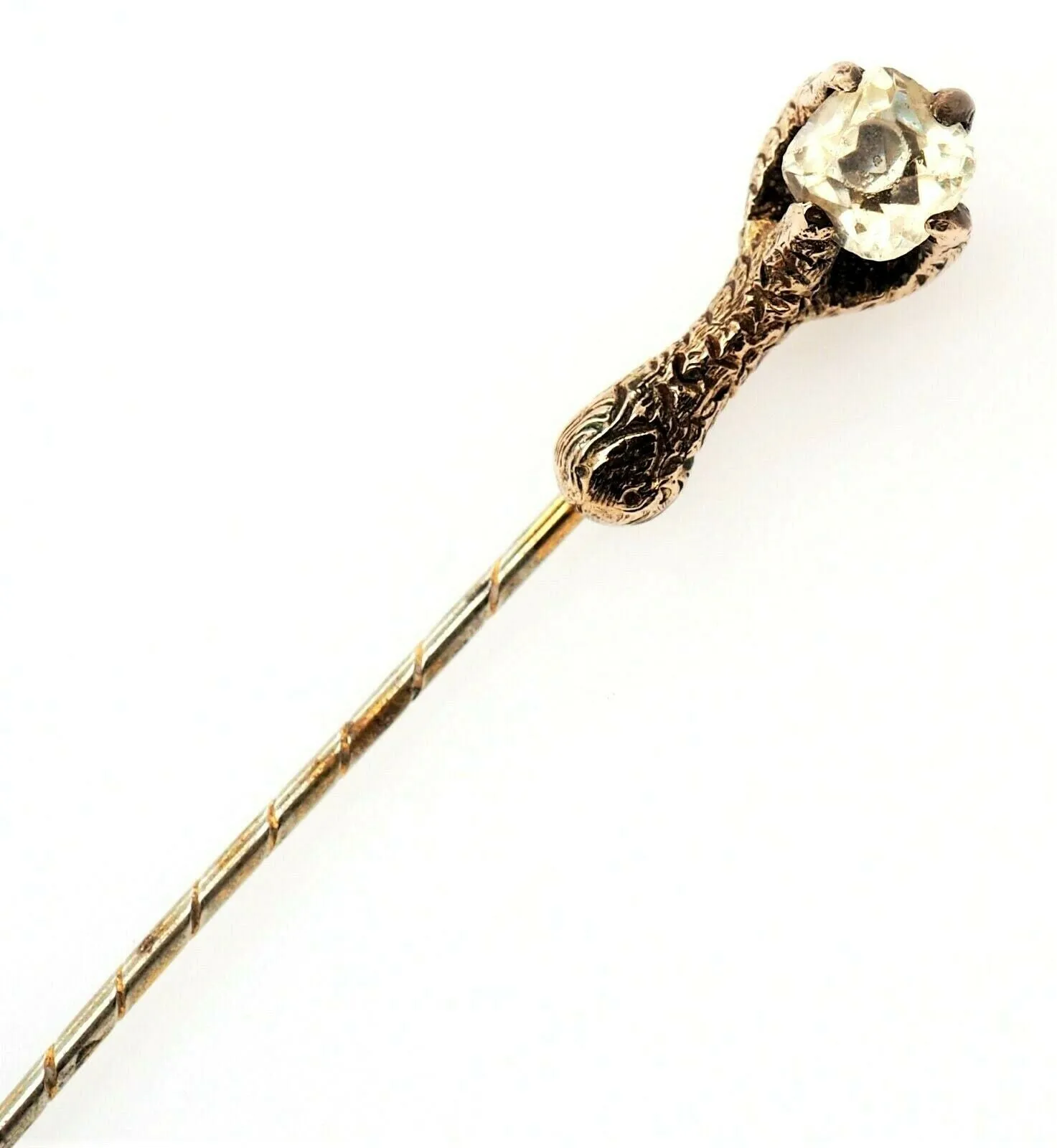 Vintage Rolled Gold Pin with Glass Rhinestone set in a Hand Fashion Jewellery