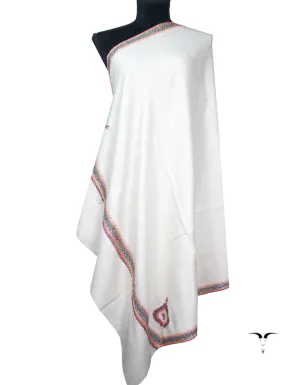 white tilla embroidery pashmina shawl 8844