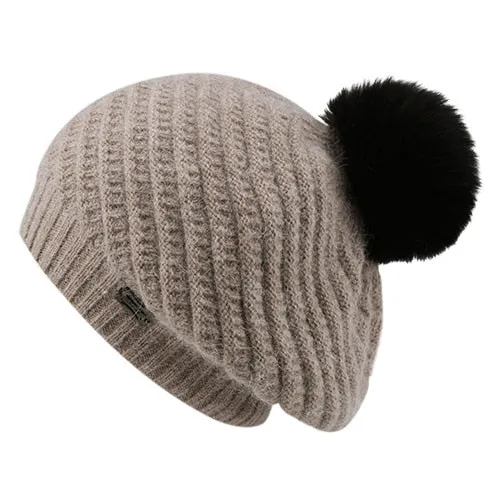 Winter Angola Rabbit Fur Pom Pom Casual Warm Knitted Winter Beret