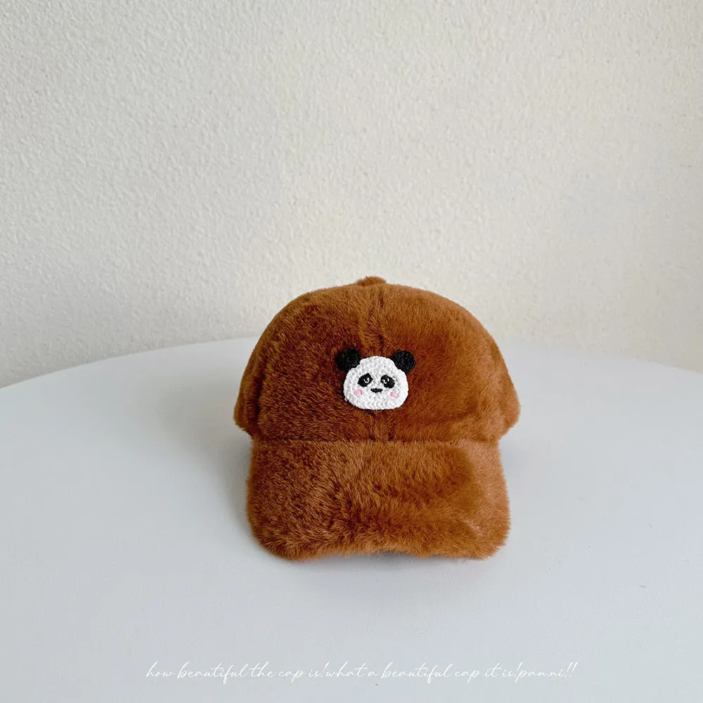 Winter children's plush baseball cap autumn and winter baby thickened plush hat cute bear imitation rabbit fur duck hat