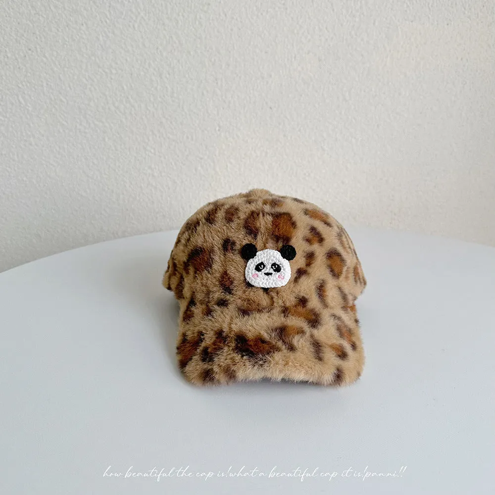 Winter children's plush baseball cap autumn and winter baby thickened plush hat cute bear imitation rabbit fur duck hat