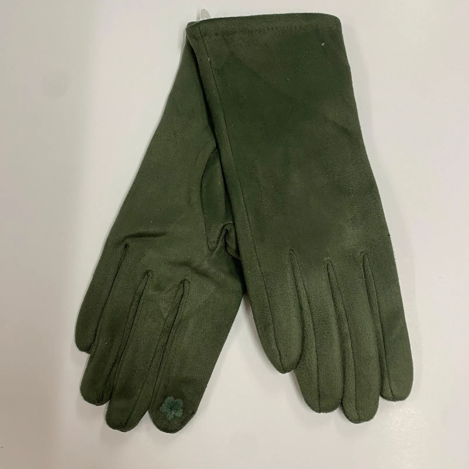 Winter Gloves -  Plain Green Suedette