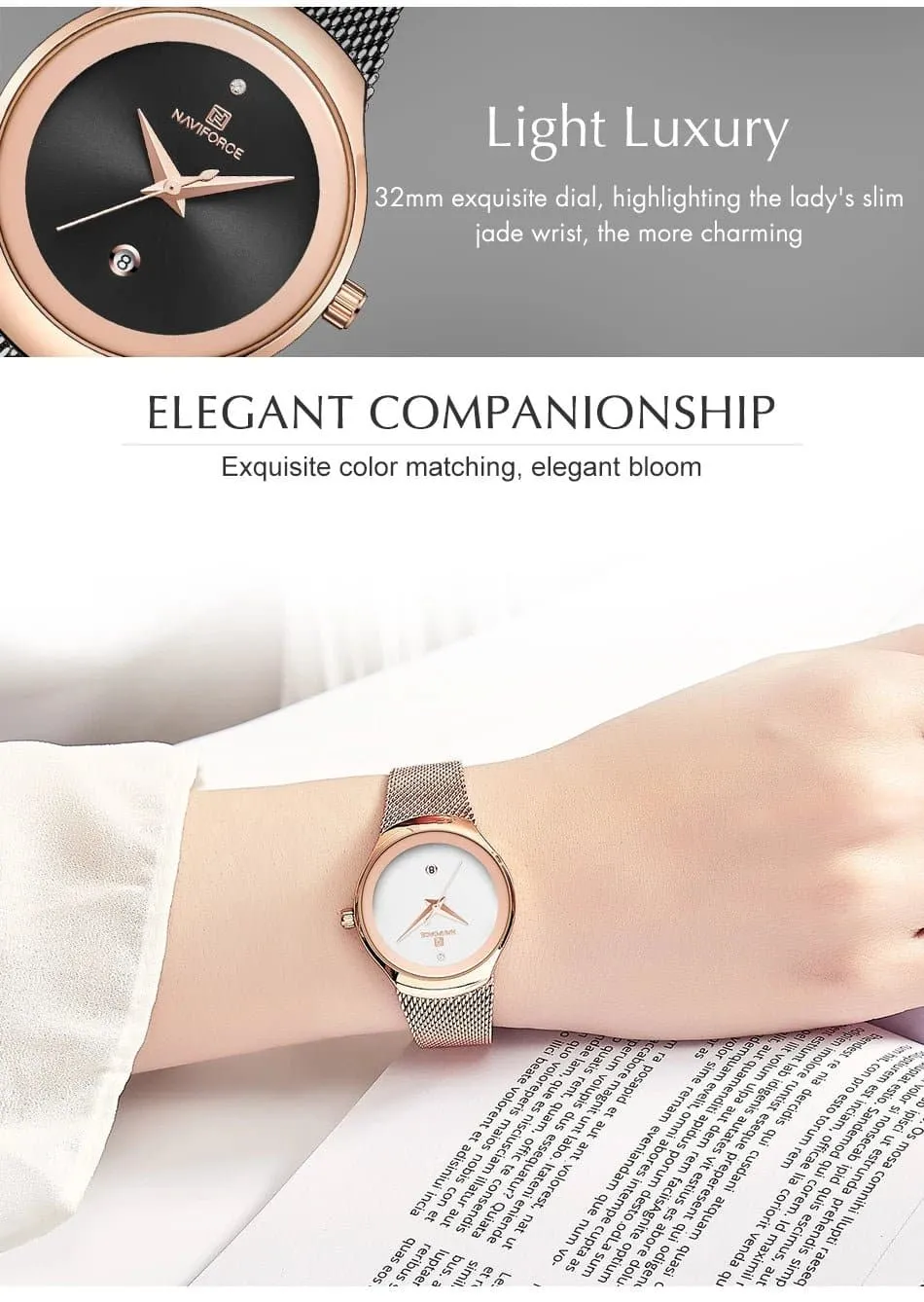 Women Simple Quartz Watch - NAVIFORCE, Water Resistant, Fashion & Casual