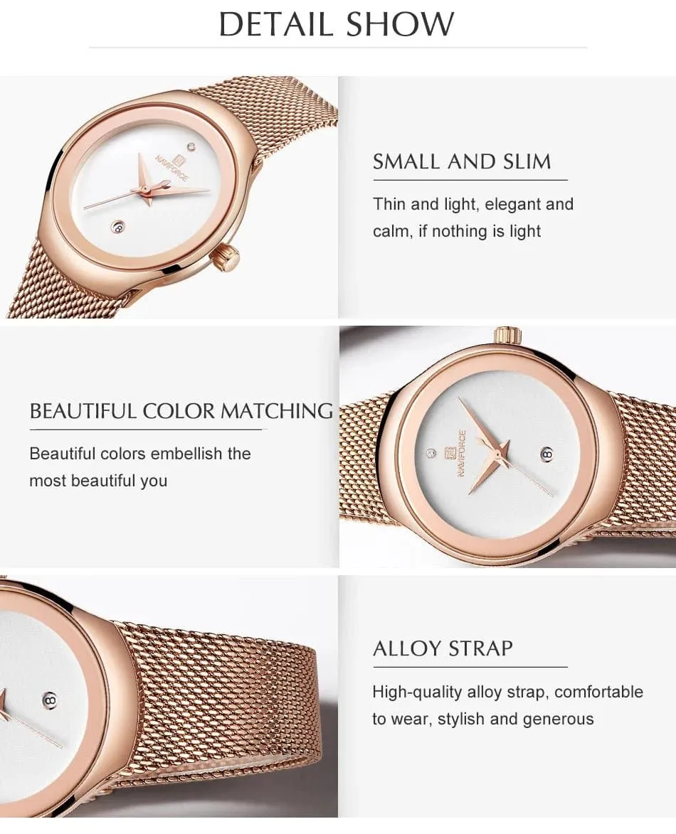 Women Simple Quartz Watch - NAVIFORCE, Water Resistant, Fashion & Casual