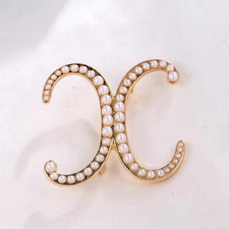 Wondrous Pearl Embedded Personalized A-Z Initial Letter Brooch Pins