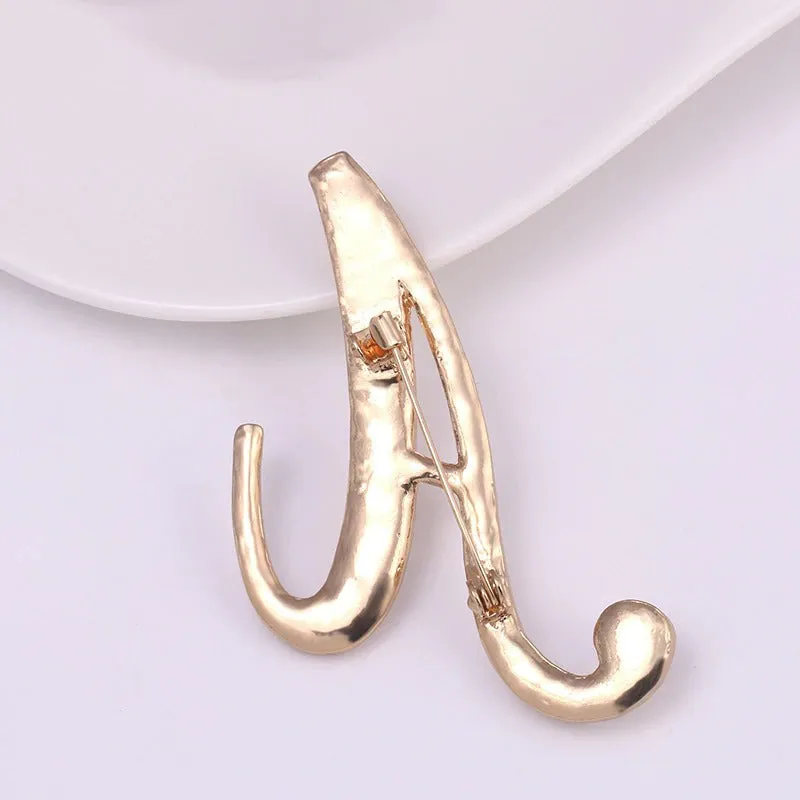 Wondrous Pearl Embedded Personalized A-Z Initial Letter Brooch Pins