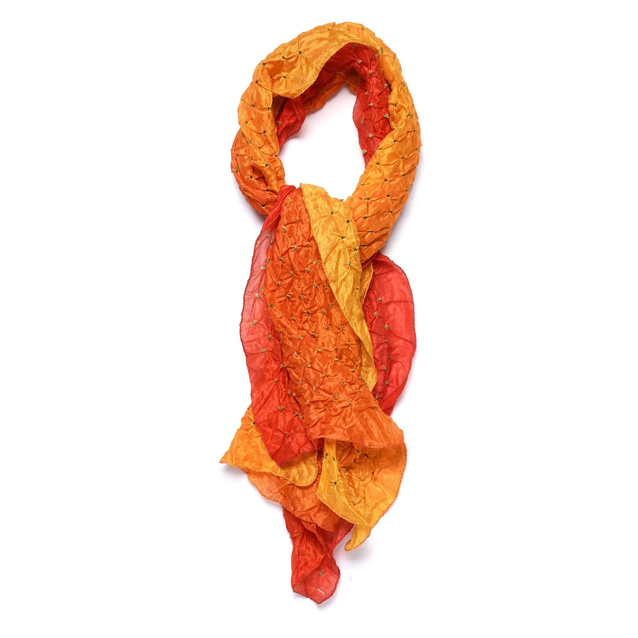 Yellow Silk Bandhani Scarf