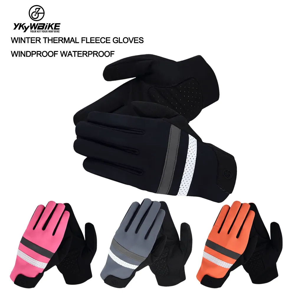 YKYW MTB Road Cycling Thermal Fleece Full Finger Gloves Windproof Waterproof Absorbing Anti-Slip XRD Technology Shockproof Reflective